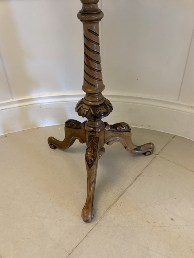 Antique Victorian Quality Burr Walnut Lamp Table - Image 8